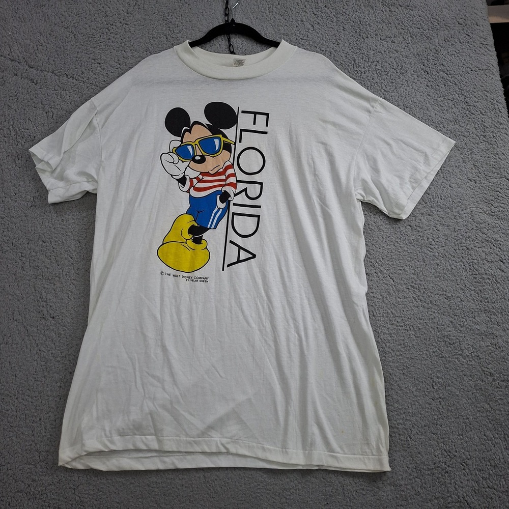 Vtg Velva Sheen Mickey Mouse Florida T-Shirt Mens OSFA USA Disney Single Stitch